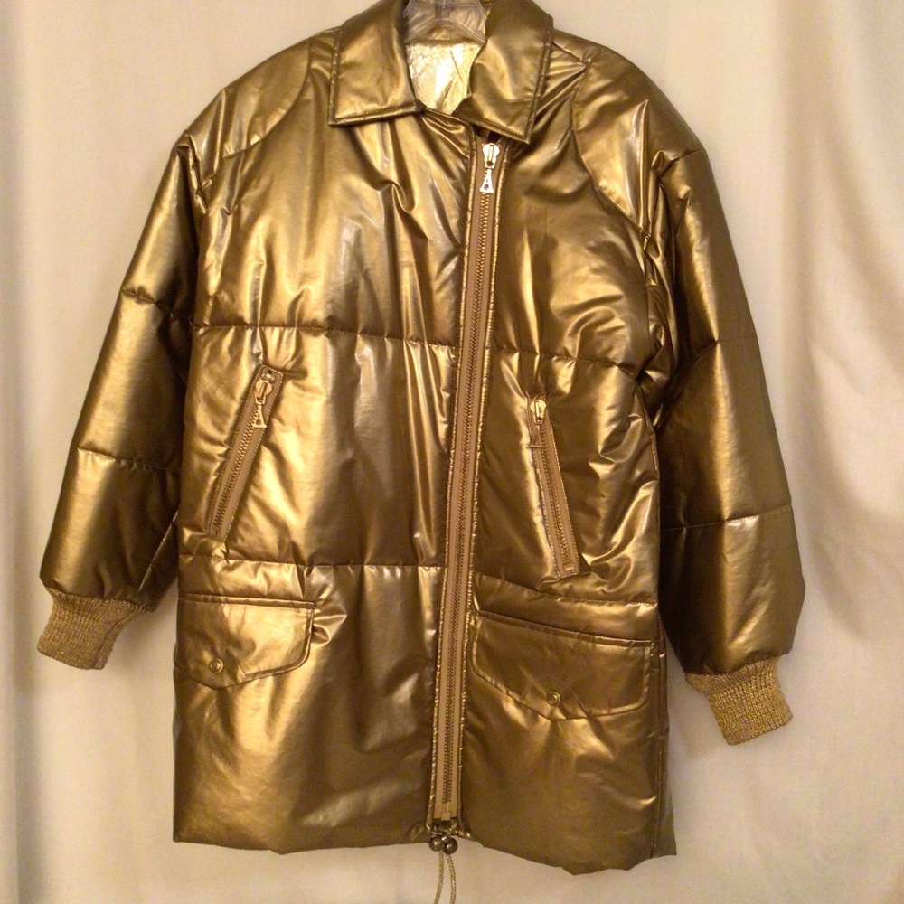 1980s Anne Klein oversized metallic gold jacket